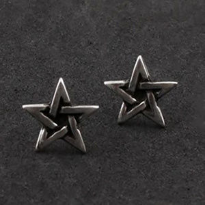 Mini peweter star pentagram stud earrings